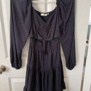 Navy Tiered Women's Dress with Cutout